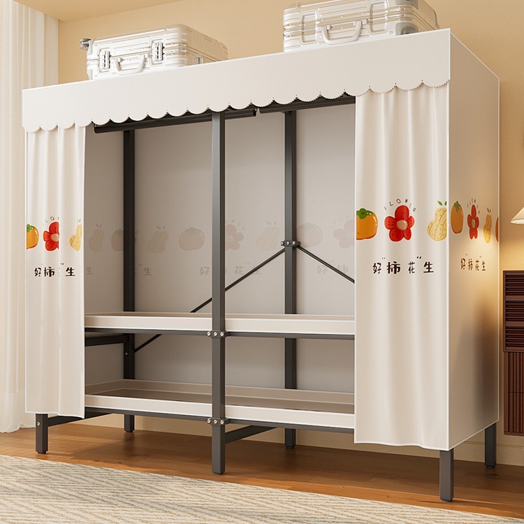 Free Shipping Wardrobe Bedroom Home Rental Room Installation-Free Folding Cloth Wardrobe Simple All-Steel Frame Metal Wardrobe Storage