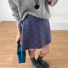 韩系蝴蝶结提花针织包臀半身裙女2025秋冬高腰显瘦毛线短裙女1239
