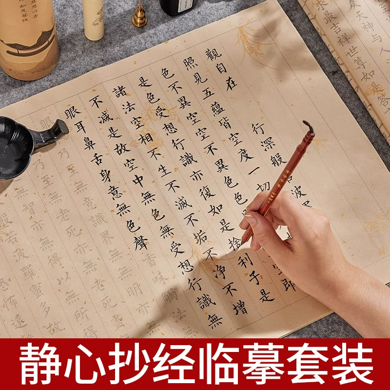 Медитация в нижнем регистре копирует рукописные писания, кисти, тетради, тибетские этические писания