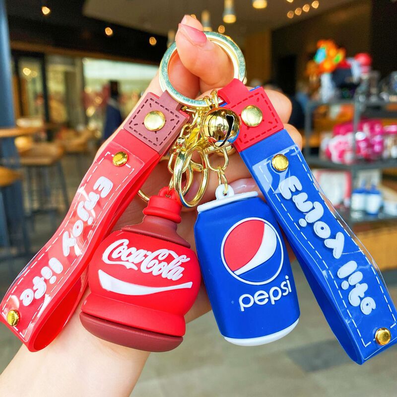 Exquisite Beverage Bottle Keychain Car Key Chain Couple Bag Pendant Cartoon Cute Push Small Commodity Wholesale Exquisite Beverage Bottle Keychain Car Key Chain Couple Bag Pendant Cartoon Cute Push Small Commodity Wholesale