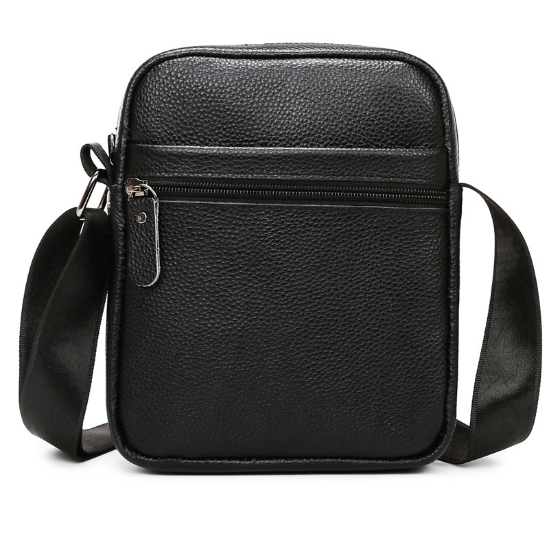 Cross-Border New Trendy Genuine Leather Men's Bag with Multiple Pockets, Large Capacity, Single Shoulder Bag, First-Layer Cowhide Crossbody Bag for Business and Commuting
