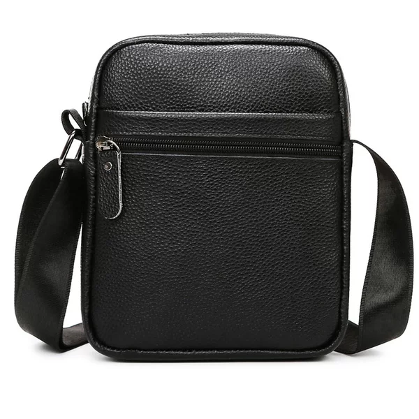 Cross-Border New Trendy Genuine Leather Men's Bag with Multiple Pockets, Large Capacity, Single Shoulder Bag, First-Layer Cowhide Crossbody Bag for Business and Commuting
