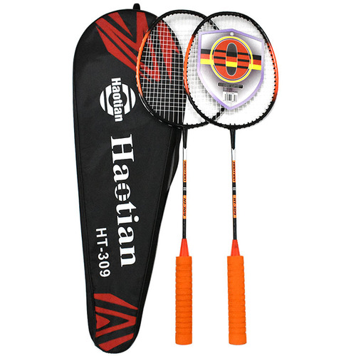 Haotian one-piece badminton racket adult student training durable iron alloy badminton racket double racket