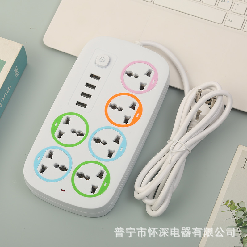 4USB enchufe de comercio exterior de círculo de color Southeast Asia Birmania estándar británico estándar europeo estándar americano interruptor de control general hermoso color