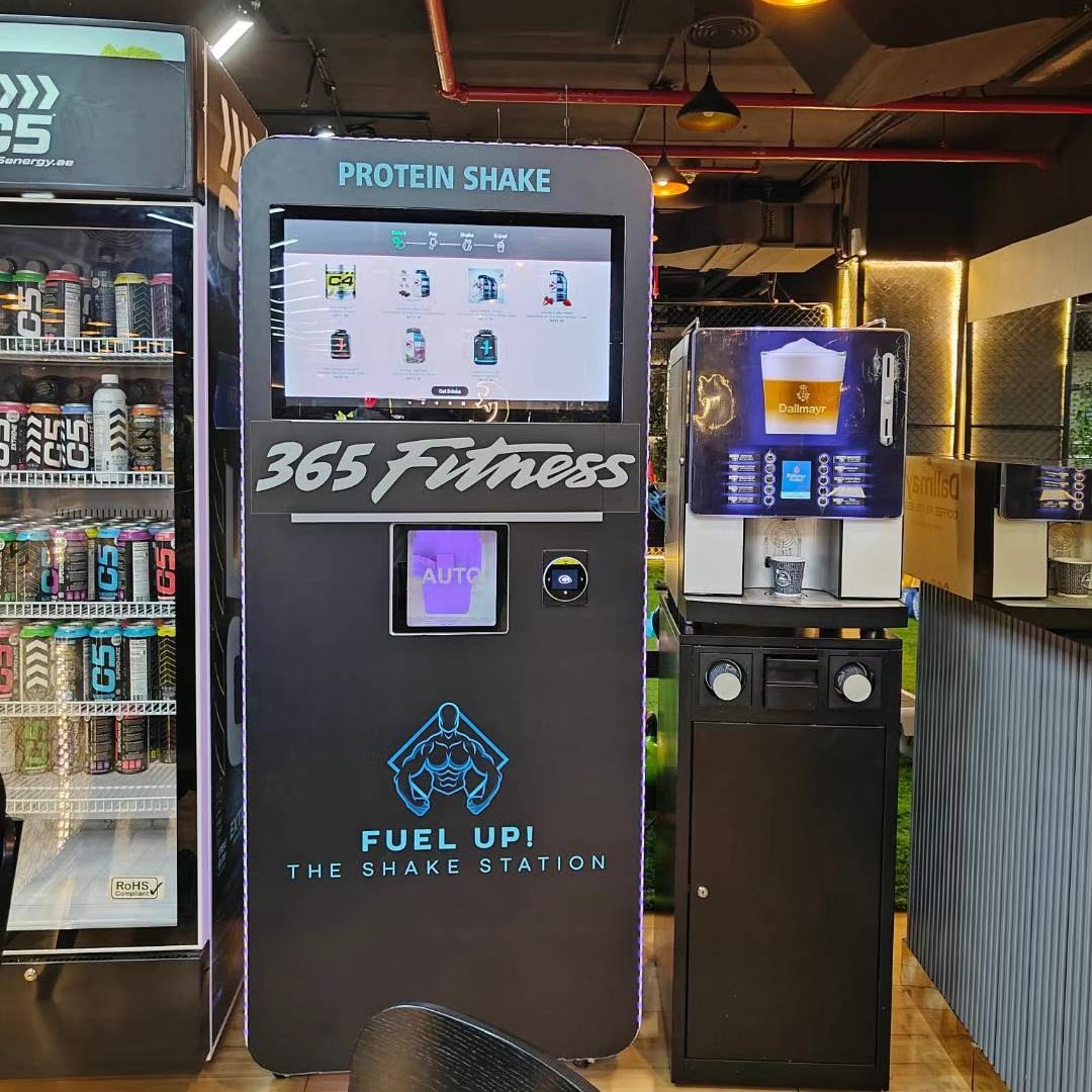 Máquina expendedora de proteínas en polvo soporta conmutación multilingüe de múltiples métodos de pago burbuja fría agitación independiente más sistema de membresía