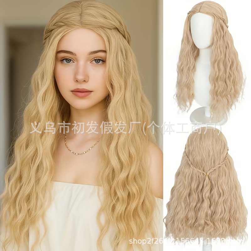 Wig for Women, Off-White Wool Curls, Lolita Style, Air Bangs, Cute and Sweet, Full Head Wig, Direct Sale from Manufacturer