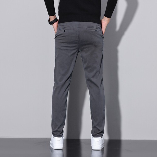 Chaulunbu Light Mature High-End Casual Pants: Men's Spring/Summer Straight Fit, Slimming Korean-Style Trendy Business Suit Pants