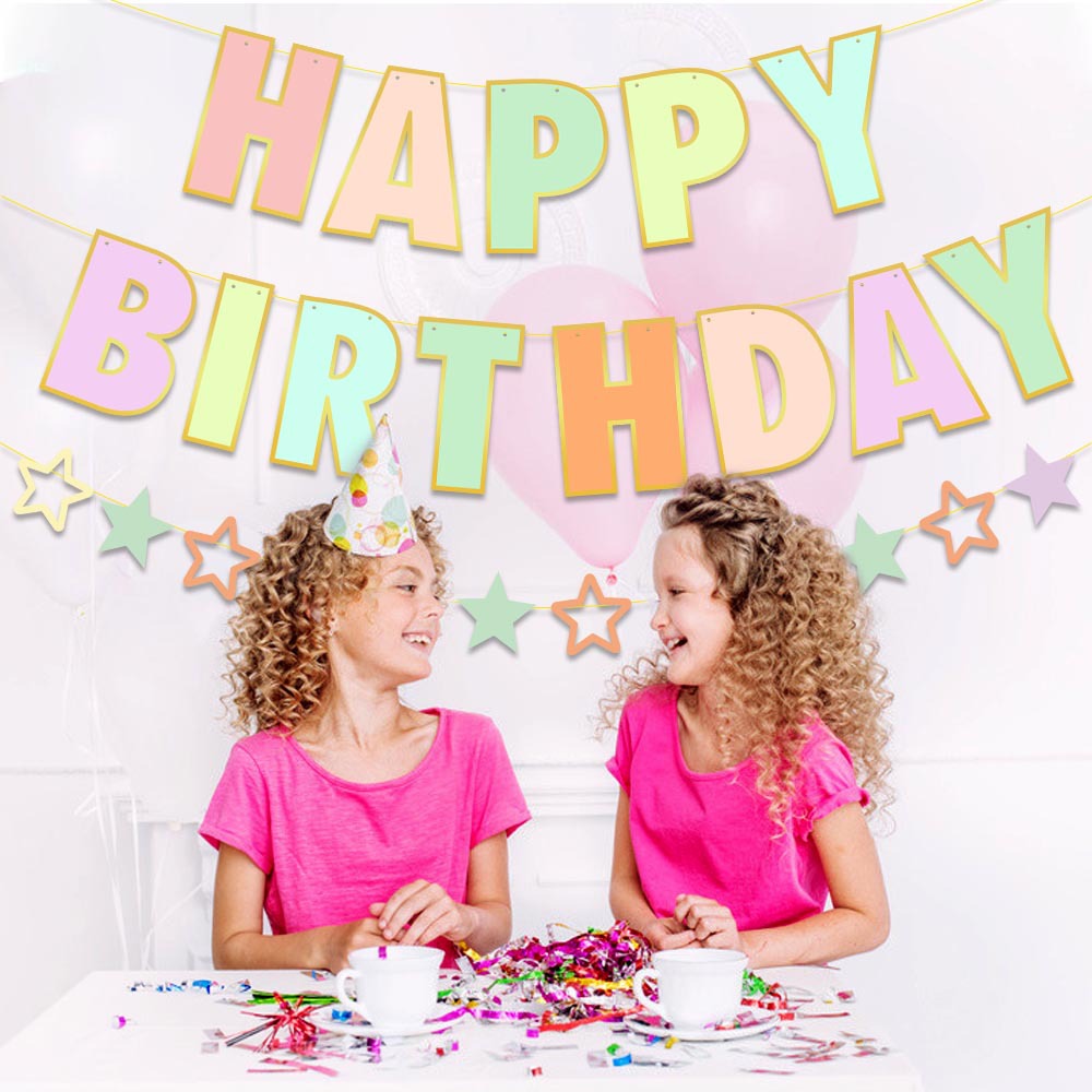 Nueva fiesta de cumpleaños decoración cumpleaños tire bandera macaron tema Feliz cumpleaños tire bandera cumpleaños decoración suministros