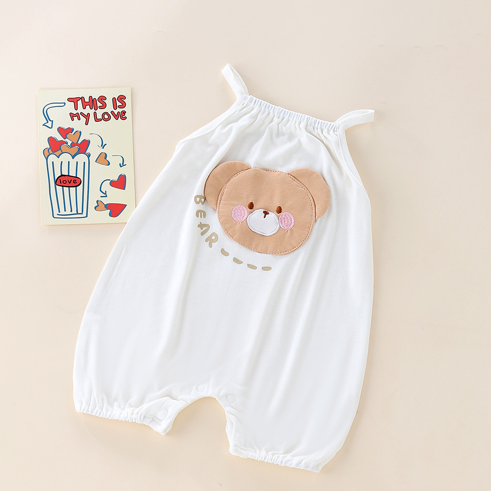 Bebé honda mono lindo dibujos animados sección delgada transpirable verano recién nacido hombres y mujeres bebé mameluco súper lindo