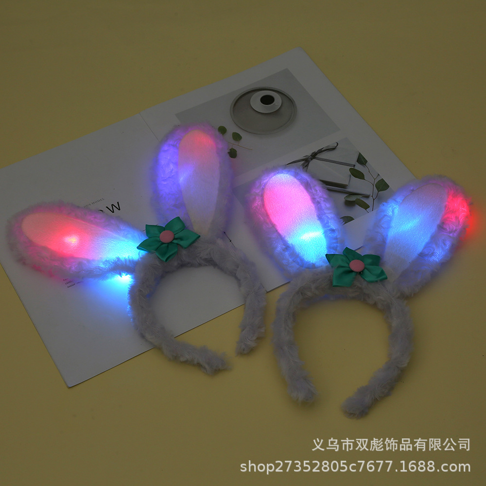 plush cartoon headband with light for face washing for amusement…