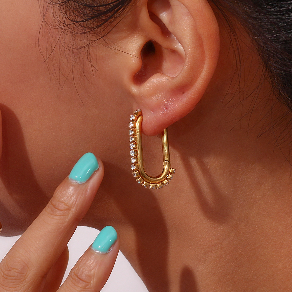 14g Weight 0.03µm-0.05µm Gold Plating Thickness PVD Coated Gold Plating Process 304 Stainless Steel Ear Needle Material PVD Coated Real Gold Plated Geometric Stainless Steel Waterproof Non Tarnish Earrings Ear Studs
