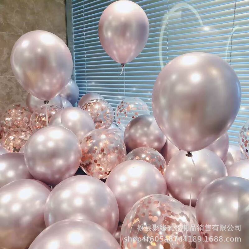 Birthday Party Balloon Decoration Scene Layout Opening Atmosphere Thickeneded Explosion-Proof Confession Wedding Metal Sequin Balloon