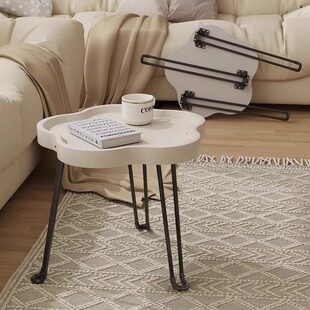 Creative Folding Small Coffee Table Modern Simple Small Table Living Room Balcony Side Table Shelf Small Apartment Bay Window Round Table