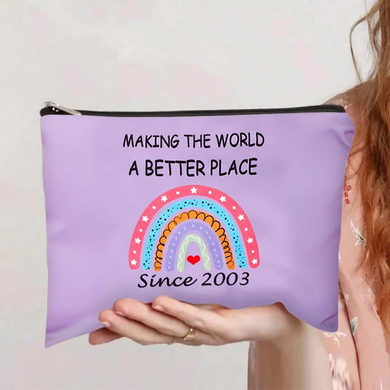 Bolso cosmético estampado de doble cara de cumpleaños explosivo transfronterizo de Amazon, bolso de almacenamiento, bolso multifuncional con cremallera para mujer