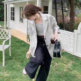 实拍清冷感晕染西装外套女2026春季新款高级感简约休闲小个子西服