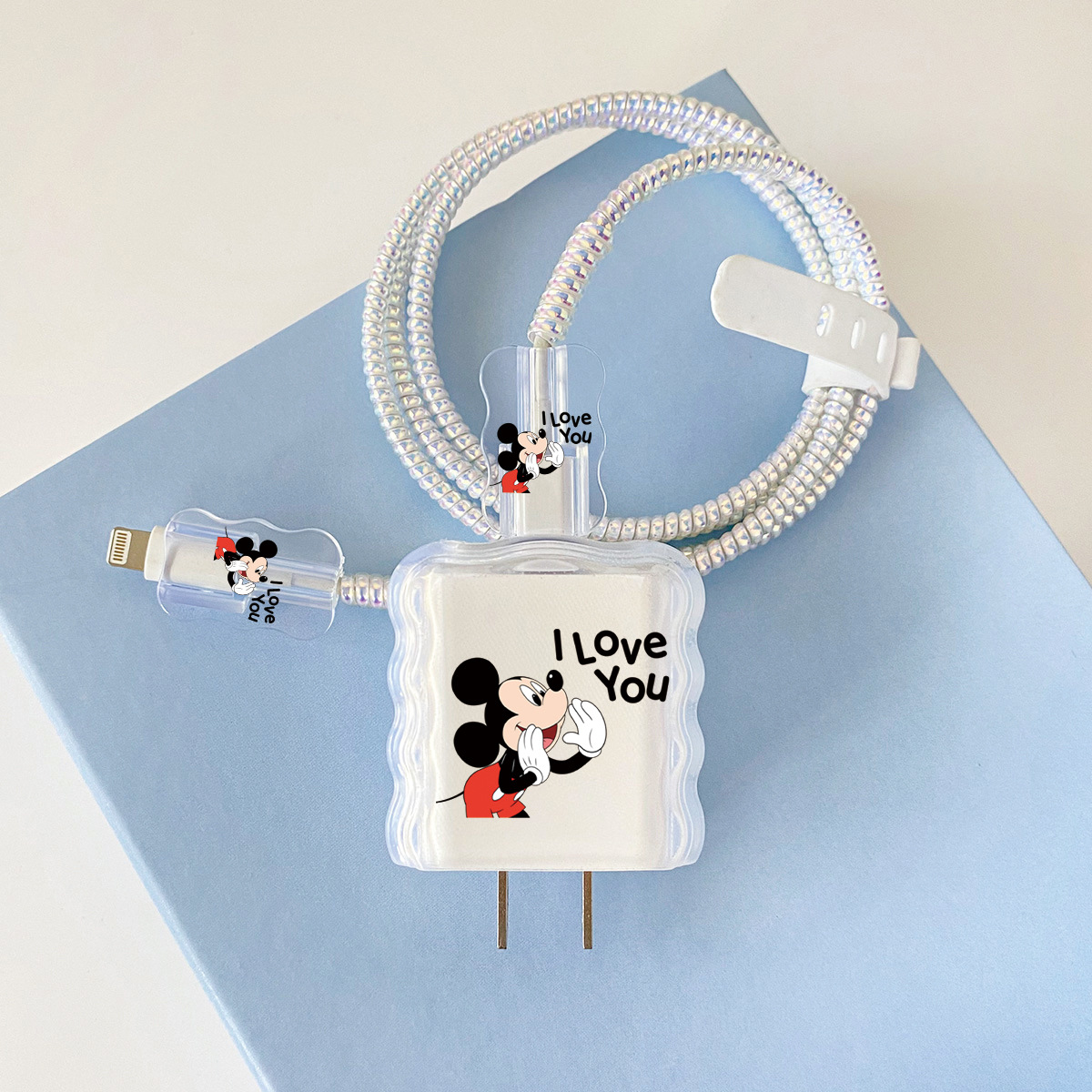 Apple 20w-D1 미키 오버레이 헤드기어 + 물결선 클립 + 1m 레이저 흰색 로프 + 흰색 스트랩