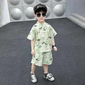 新中式男童套装夏季2026新款儿童国风唐装汉服男宝宝薄款短袖衣服