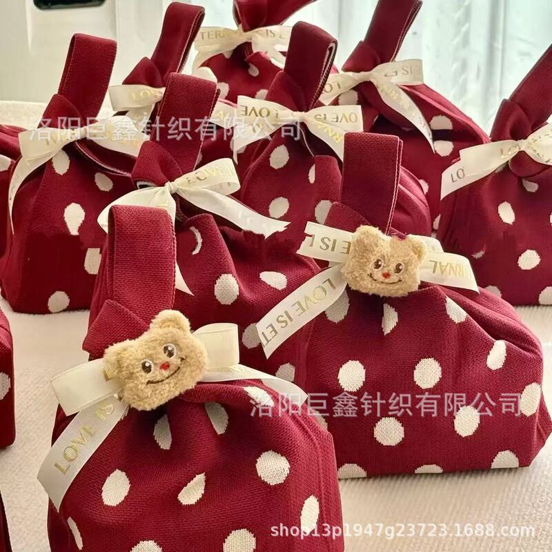 Women's Day Festival Niche Designer Floral-Themed Knitted Handbag Tote Bag Wedding Gift Bag Women's Day Festival Niche Designer Floral-Themed Knitted Handbag Tote Bag Wedding Gift Bag