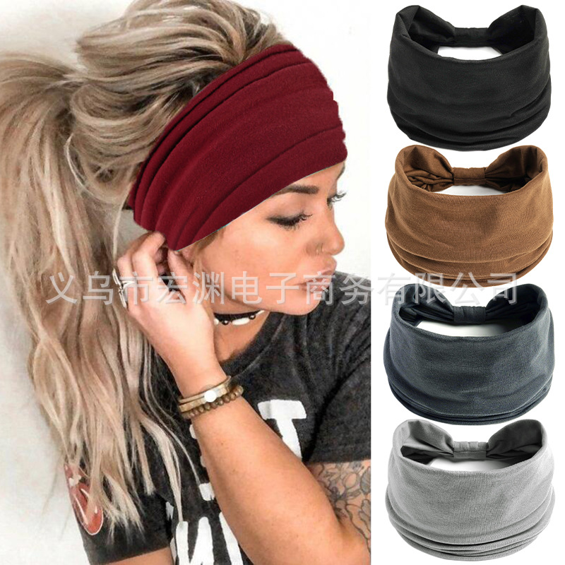 Yoga europeo y americano lavar la cara correa de cabello para mujeres cubrir el borde amplio turbante de cabello blanco protector de cabello transpirable frente cubierta banda de cabello absorción de sudor