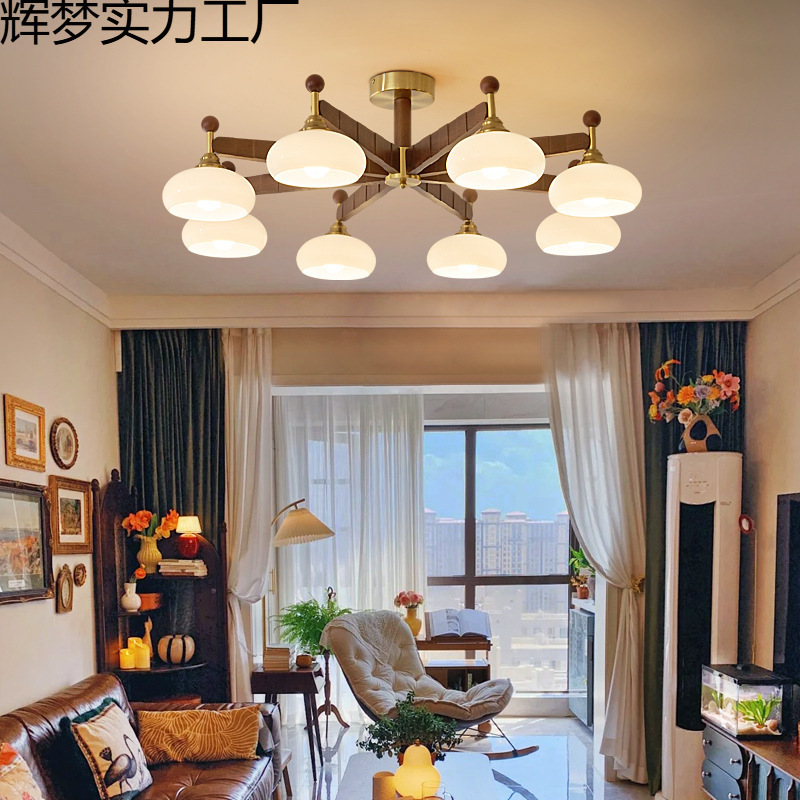 Medieval-Style Living Room Chandelier, White Ash Wood, High-End French Retro Low-Ceiling Main Light for Hall, Bedroom, and Dining Room Lighting Medieval-Style Living Room Chandelier, White Ash Wood, High-End French Retro Low-Ceiling Main Light for Hall, Bedroom, and Dining Room Lighting