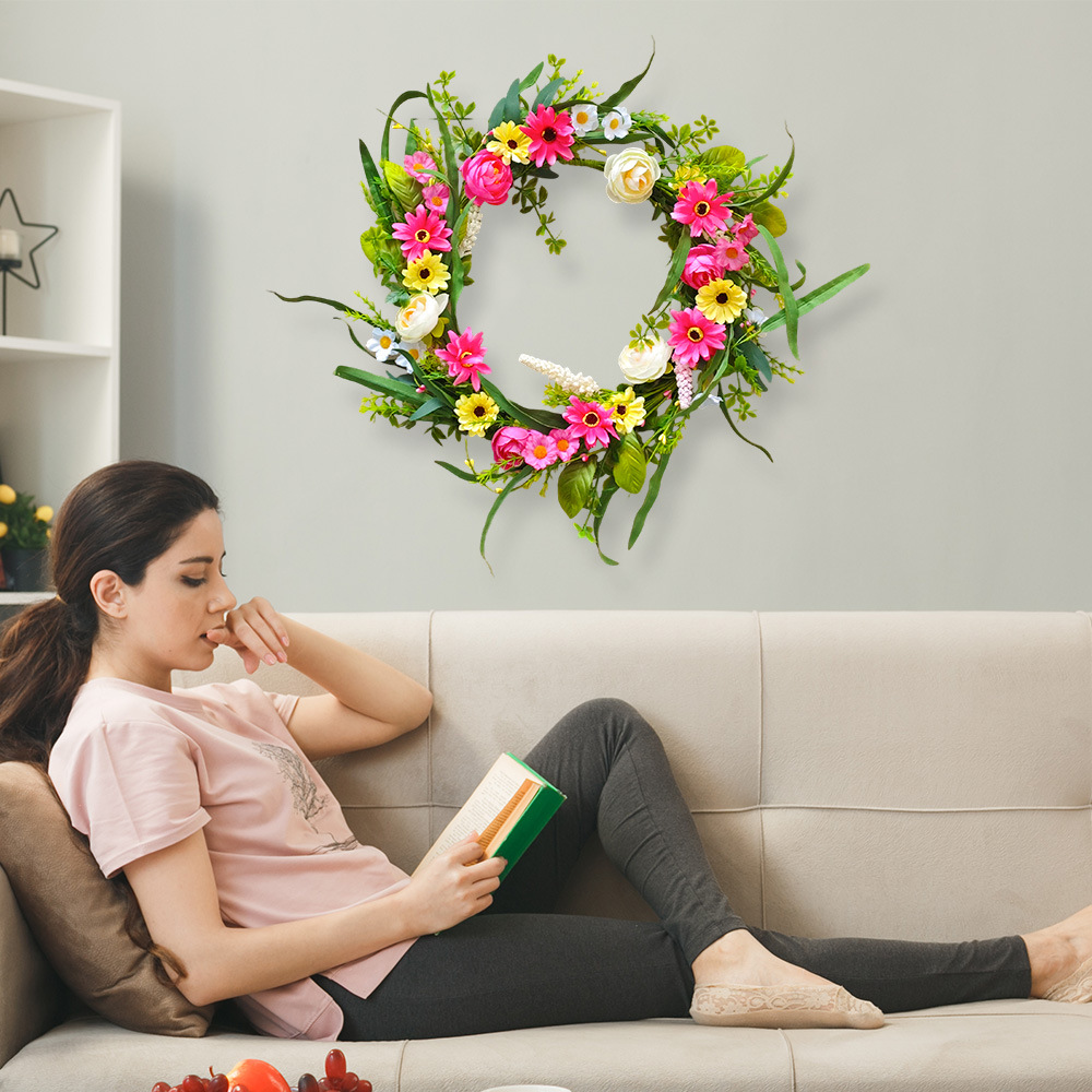 Amazonas primavera flor silvestre corona de trigo primavera verano hogar decoración de puertas y ventanas conjunto de corona de caña 2025