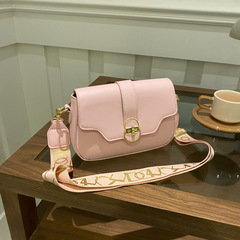 跨境批發2024年春季新款百搭小方包復古簡約寬肩帶通勤單肩斜挎包