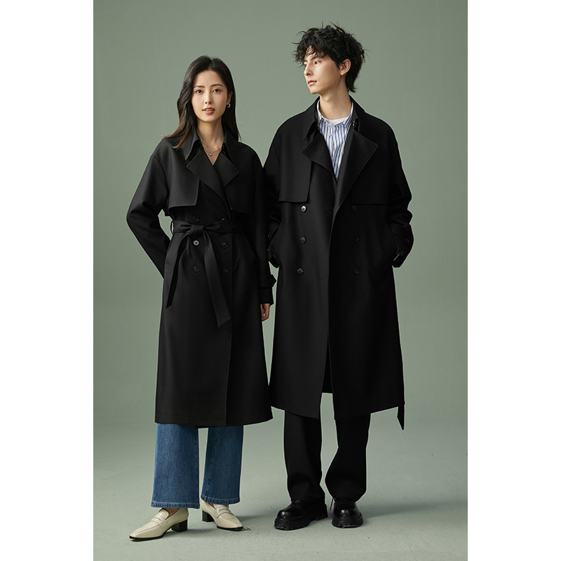 New Spring/Autumn Style Double-Breasted Korean-Style Workwear Trench Coat, Mid-Length, Loose Fit, Belted, Hong Kong Style Outerwear, Trendy