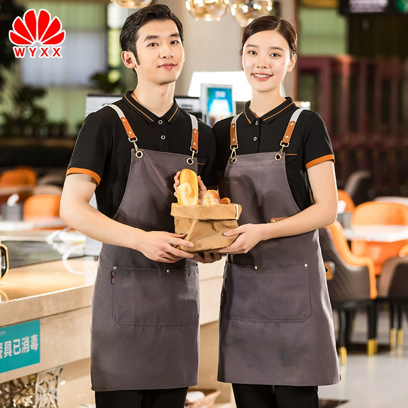 Корейский модный джинсовый парусиновый фартук, Мужская и Женская рабочая одежда, чай с молоком, кофейный магазин, магазин тортов, Комбинезоны для выпечки ногтей