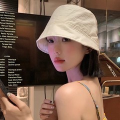 春夏メイラードカラー巾着斜めつば夏漁師帽子レディースバケットカジュアルサンシェード顔見せ小さな多用途盆地帽子