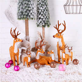 圣诞小鹿仿真麋鹿圣诞节橱窗布置道具桌面摆件鹿圣诞节装饰品