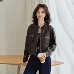 短款皮衣外套女2025秋新款女装PU皮机车服秋季女式皮夹克 GT8070