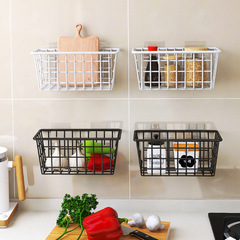 Japanese iron storage basket wall-mounted bathroom kitchen storage artifact hanging basket storage rack no punching storage basket