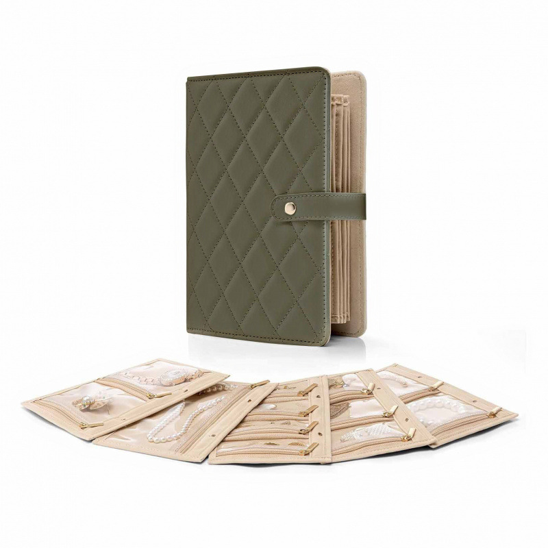 Nuevo libro de joyería de cuero transfronterizo, bolsas de joyería de gran capacidad, pendientes, collares, carpeta de lujo ligera