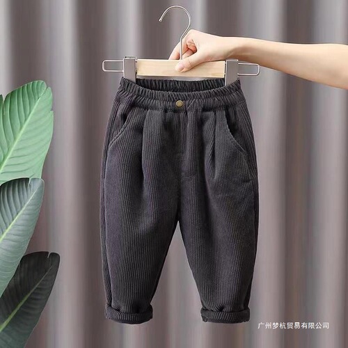Boys 'pants with velvet winter clothes, baby's winter clothes, boys' winter pants, fashionable children's handsome girl's corduroy outer wear