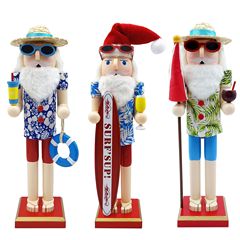 ハワイ木製サンタクロース胡桃クリップビーチ胡桃兵プレゼント熱帯パーティー装飾7月クリスマス