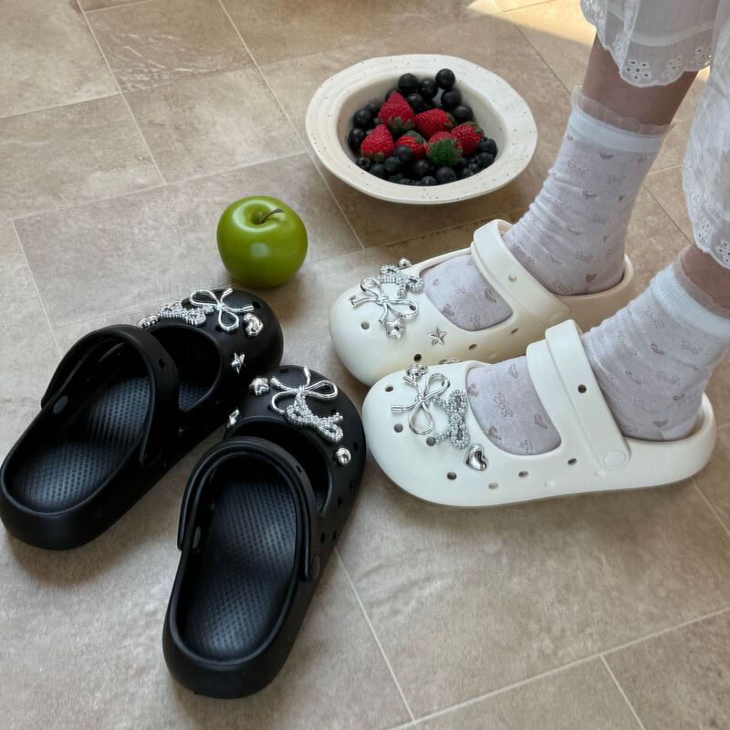Eva Mary Jane Shoes for Women, Non-Slip Breathable Beach Clogs, Cute Thick-Soled Ballet Hole Shoes for Summer