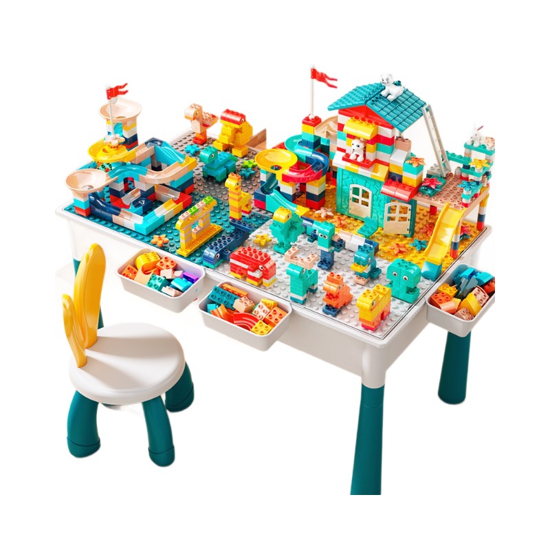 Mesa de bloques para niños granos juguetes de ensamblaje puzzle 3 - 6 años de niños multifuncional puzzle estereoscópico para niñas