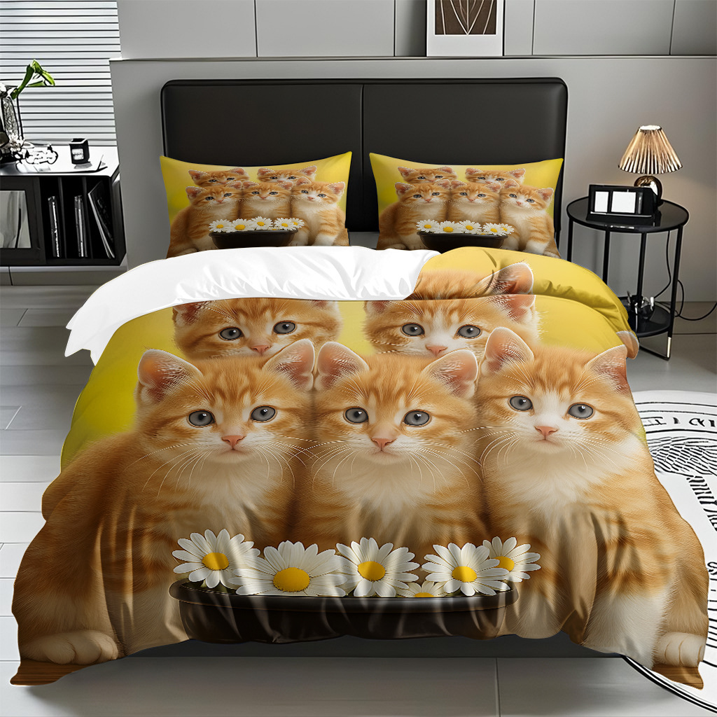 Kit de edredón de impresión digital para gatitos de piel directa a la fábrica puede llevar TEMU / JIT