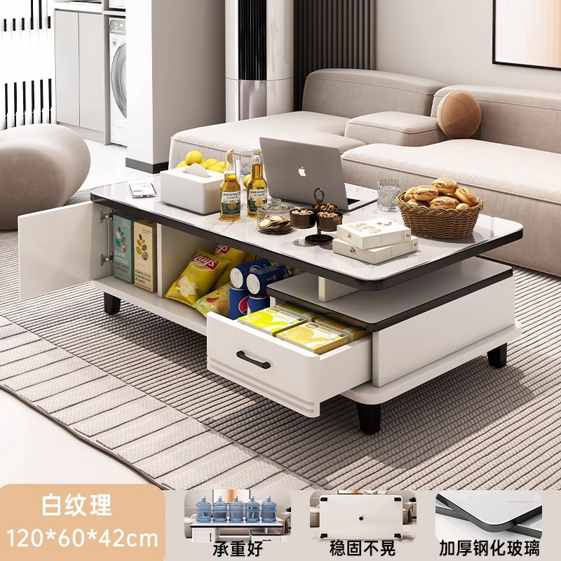 Mesa de té sala de estar pequeña casa de vidrio temperado mesa de té simple y moderna 2024 nuevo balcón de lujo pequeño mesa de té