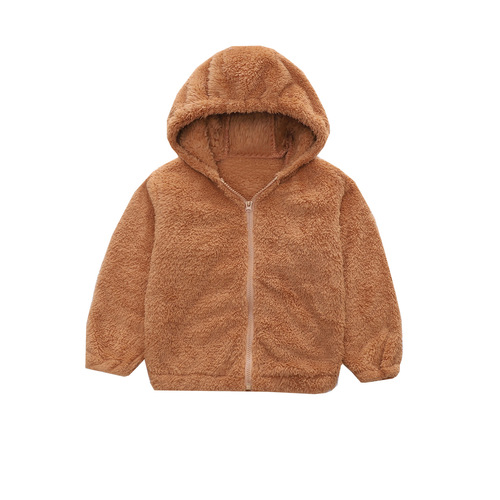 Children's Fleece Jacket for Autumn and Winter - Unisex Hooded Zip-Up Wool Sweater Top for Big Kids - Casual Warm Outerwear