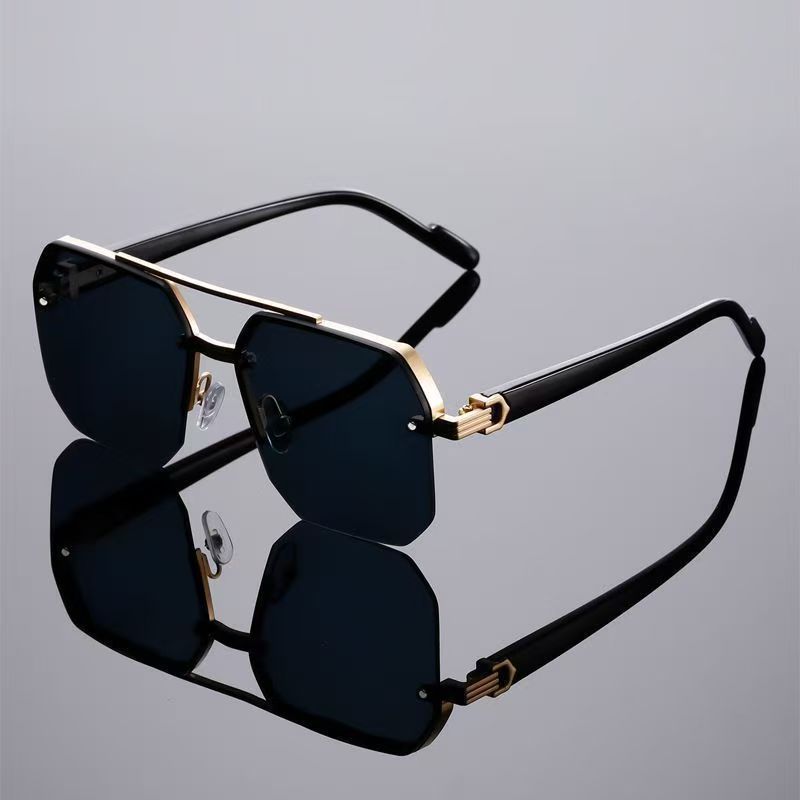 Sunglasses for Men, Polarized, Anti-Uv, Fishing, Driving, Cycling, Fashionable Metal Square Frame Glasses