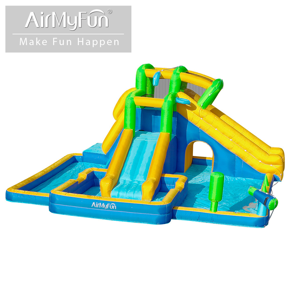 AMF | Castillo inflable para niños, tobogán de chorro de agua pequeño para el hogar, cama de salto inflable, parque infantil interior, castillo de chorro de agua