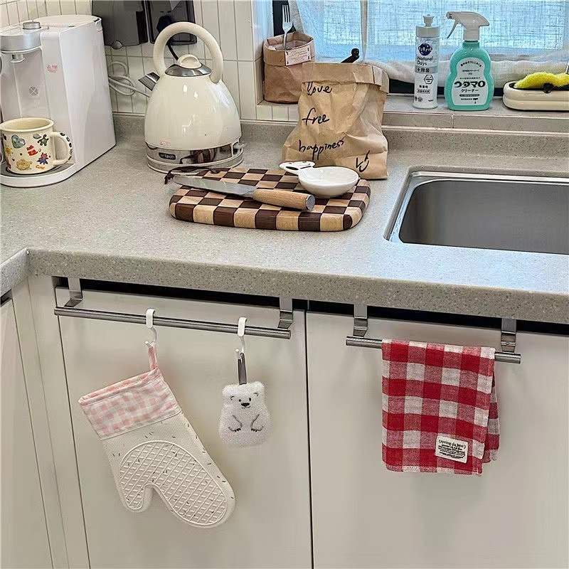 Multi-functional ins Towel Rack Household Kitchen Punch-free Cabinet Door Rack Toilet Bathroom Single-pole Towel Hanger