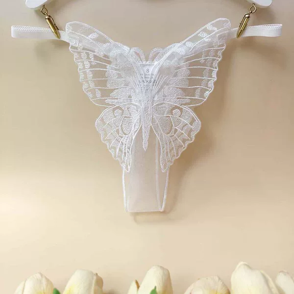 [Limited Design] Gold Thread Embroidery Mesh Women's Thong Sexy Seamless Underwear Three-Dimensional Butterfly Embroidery