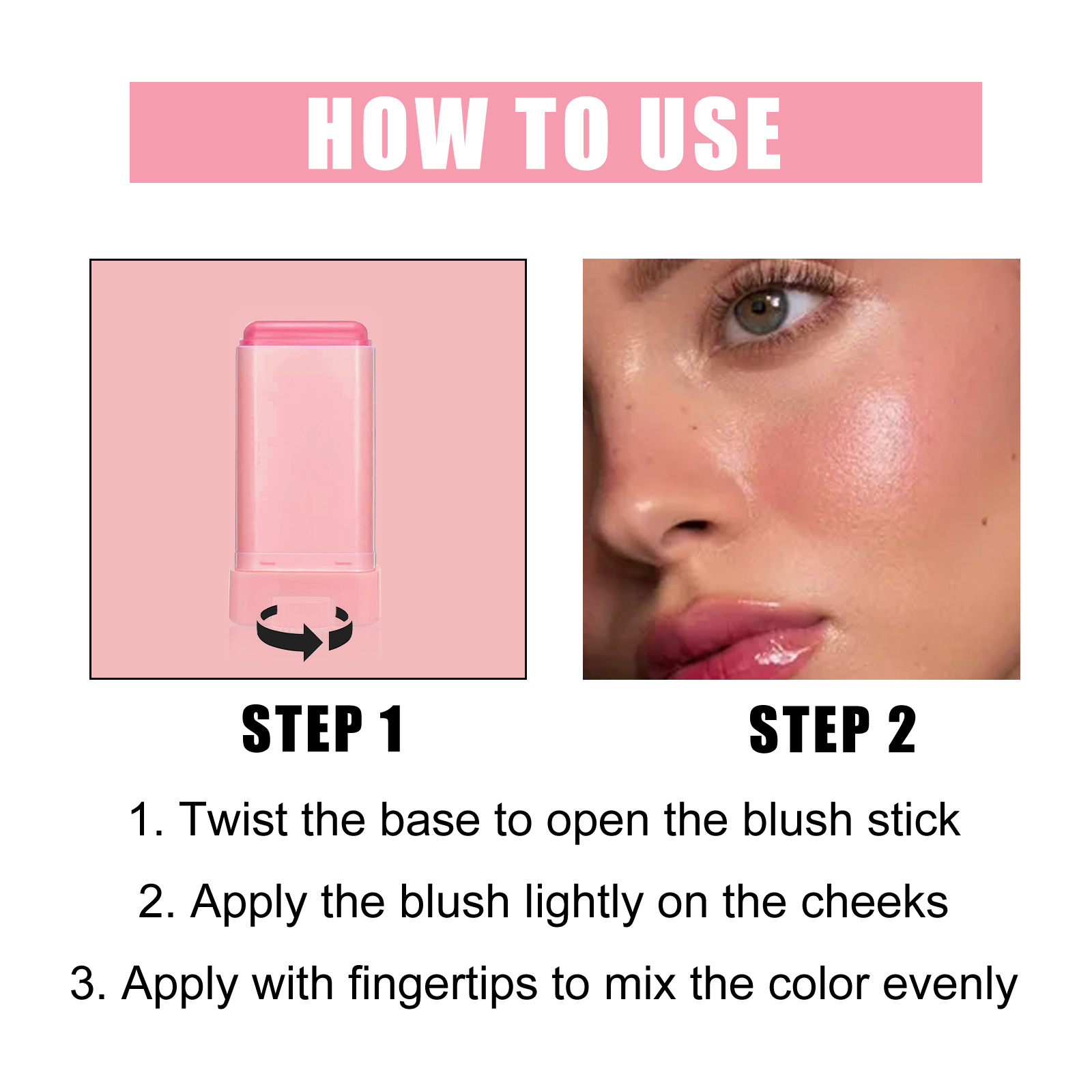 EELHOE Blush Stick, Brightening, Three-dimensional Contouring, Natural Nude Makeup, Waterproof, Lightweight, Multifunctional Blush Stick_voghion.com
