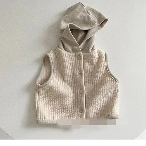 Korean children's clothing  spring set children's vest spring outerwear Korean style baby infant baby hooded vest jacket