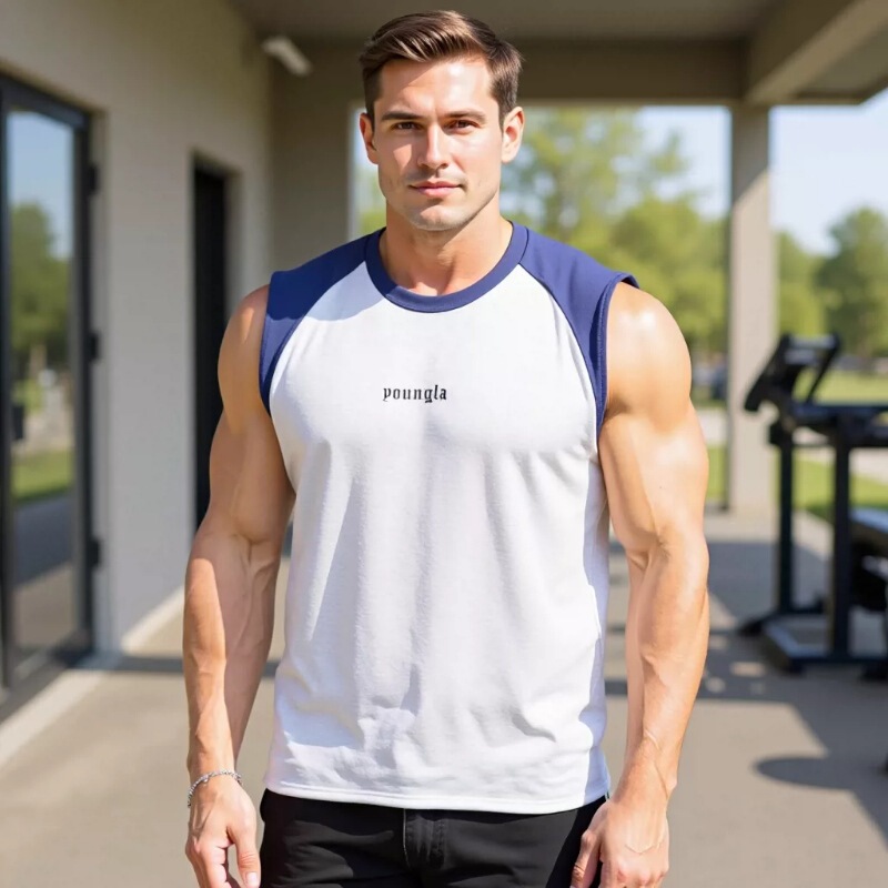 Shijiezhan Men's T-Shirt Summer New Color-Blocking Frayed Edge Muscle Men's Fitness Short-Sleeve Brand Printed Sports Raglan T-Shirt Shijiezhan Men's T-Shirt Summer New Color-Blocking Frayed Edge Muscle Men's Fitness Short-Sleeve Brand Printed Sports Raglan T-Shirt
