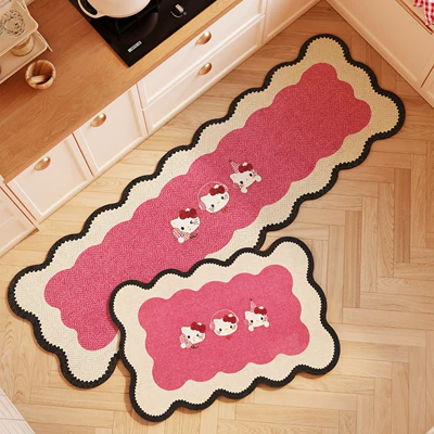 Cartoon Kitty diatomite floor mat, water and oil absorbent, non-slip two-piece set, wear-resistant and non-slip kitchen floor mat (Avtomobil döşəmə paspasları) - d-mo-fei-ji-4060cm-single-piece-of-diatom-mud