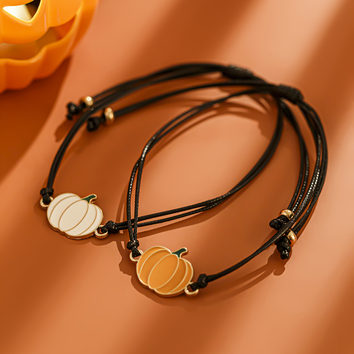 Halloween ghost leather wax line bracelet, dark wind bat alloy bracelet set_voghion.com