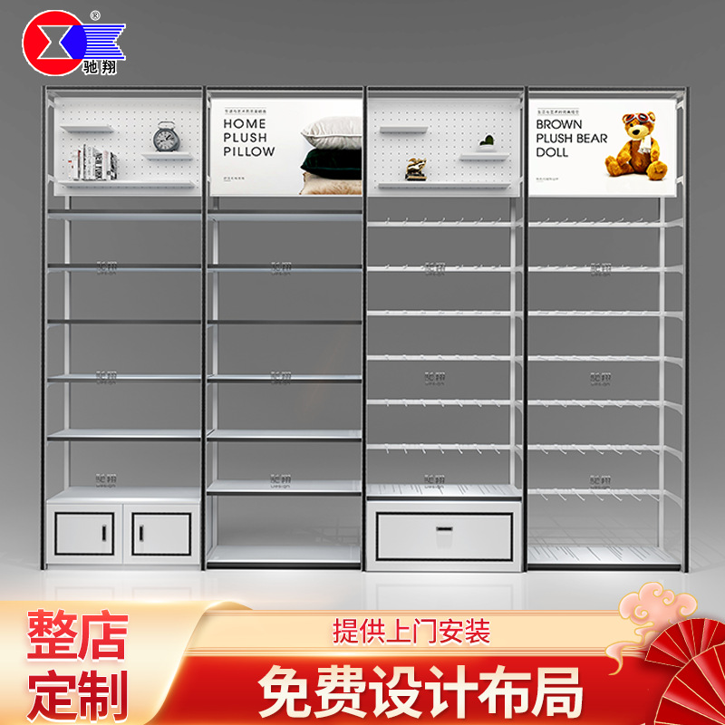 鞋店服装店超市黑白钢管烤漆货架 展示柜铁艺皮革流水台 整店定制